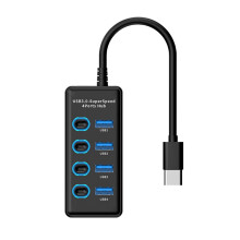 Hub USB 3.0 à 4 ports avec interrupteurs indépendants et voyants LED, concentrateur alimenté pour transfert de données r