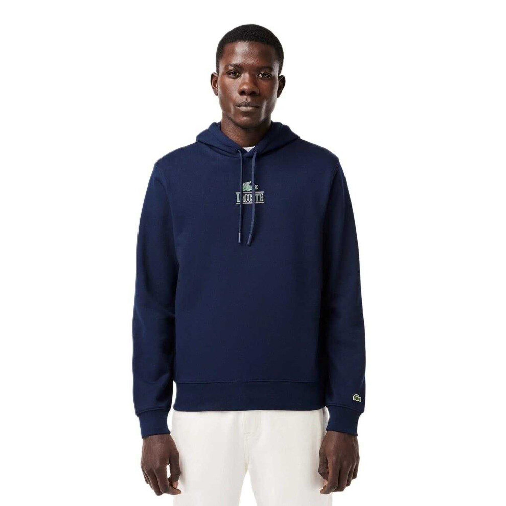 Lacoste (Xs, Navy ) Mens Logo Hoodie Blue
