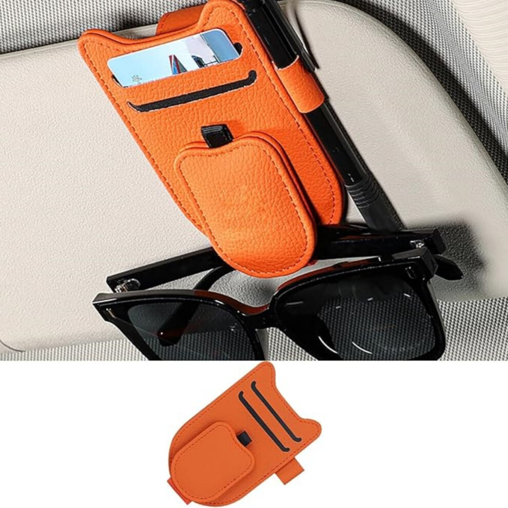 Orange Car Sunglasses Holder, Magnetic Sun Visor Clip For Sunglasses, Cards And Tickets, Color