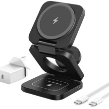 Skládací bezdrátová nabíječka 3 v 1 s držákem telefonu, rychlé nabíjení, magnetická, vhodná pro chytré telefony Apple a