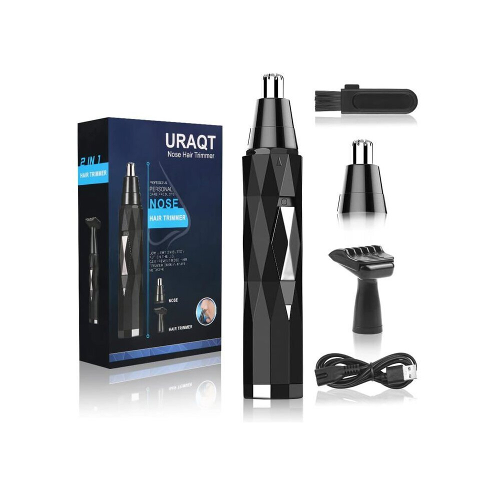 Men's 2 in 1 Nose and Ear Hair Trimmer, Painless USB Rechargeable Electric Trimmer for Facial Grooming, Lightweight and