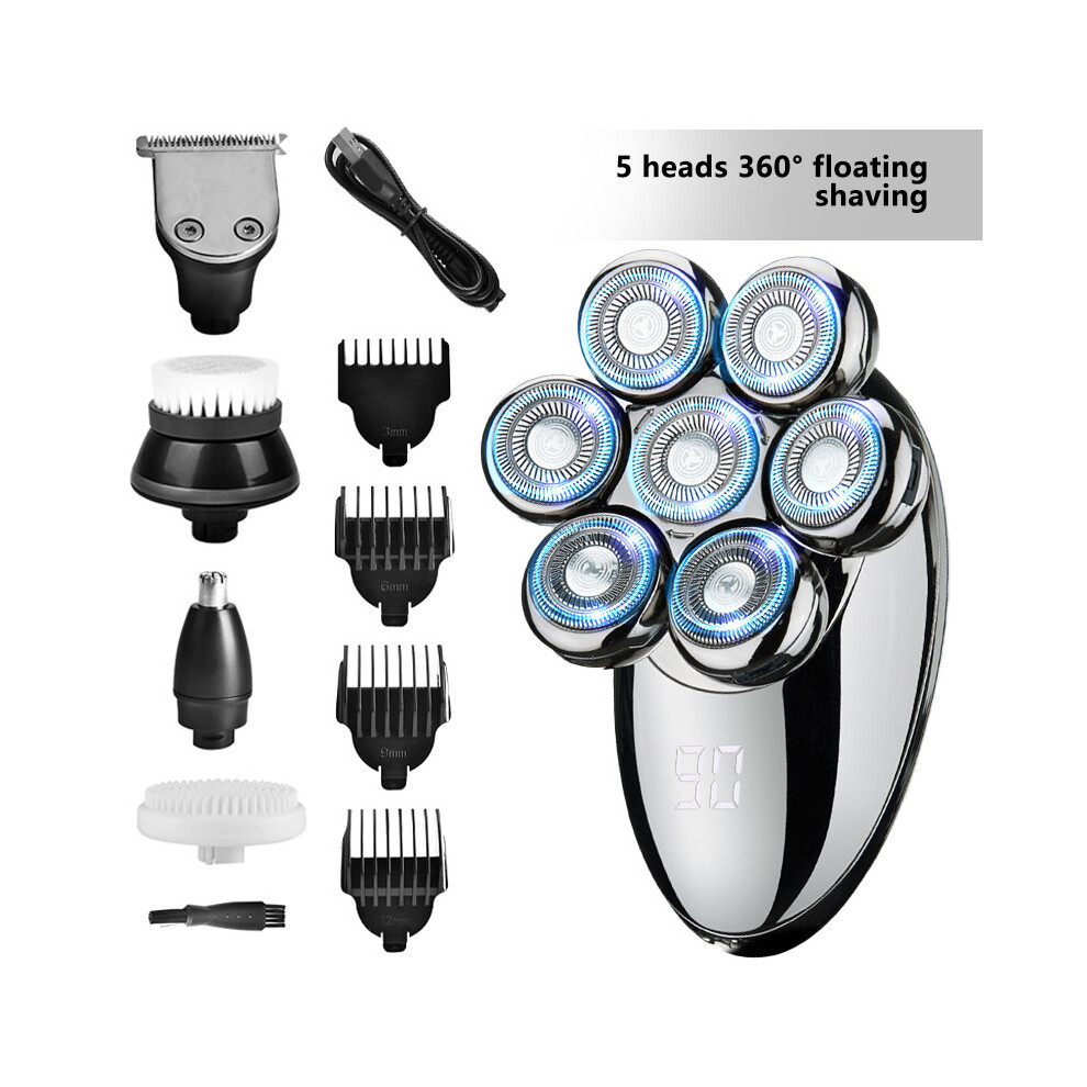 Electric Shaver for Men, 7D Rotary Head Beard and Hair Trimmer, LED Display, Waterproof, Wet and Dry Use, Bald Head Groo