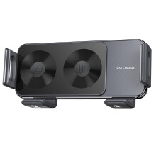 15W Qi Wireless Car Charger with Dual Coils, Phone Holder Function, for Samsung Galaxy Z Fold 6, Flip 5, 4, 3, 2