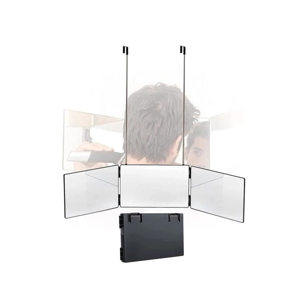 3 Way Foldable Self-Cut Mirror 360 Degree Bathroom Mirror For Hair Cutting And Styling White 9148293725413