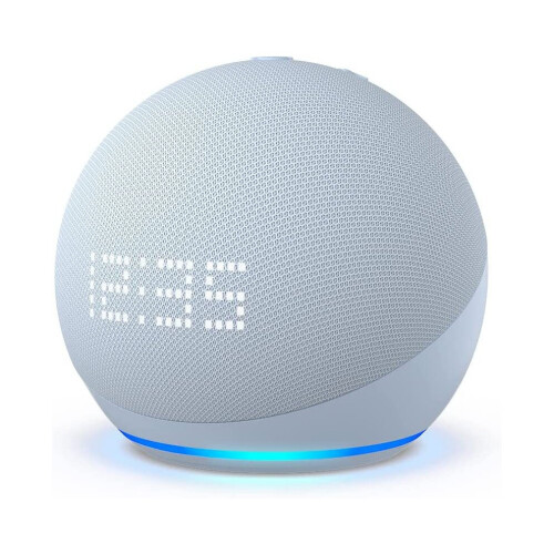 Smart Speaker Compatible with Echo Dot 5th Gen with Clock, White, Compact Home Audio Device