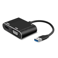 Câble adaptateur USB vers HDMI et VGA pour ordinateur portable, carte graphique externe compatible Windows et Mac, haute