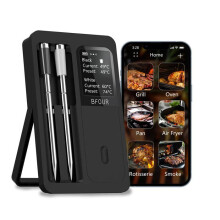 Draadloze vleesthermometer met bluetooth, 100 m bereik, dubbele sondes, lcd-scherm voor grill, oven en rookoven