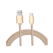 Geflochtenes Mikro-USB-Ladekabel aus Nylon, Hochgeschwindigkeits-Ladekabel für Mobilgeräte, Haus und Reisen, Goldfarben
