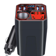 Auto-Ladegerät 12 V 24 V auf 220 V Wechselrichter, Schnellladefunktion, Zigarettenanzünder-Adapter mit USB-Erweiterung,