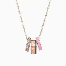 Collar de tres anillos esmaltados en rosa para niña, joya ideal para aniversario y cumpleaños