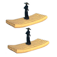 Miniature Bamboos Rafts Floating Boats Ornaments for Aquariums