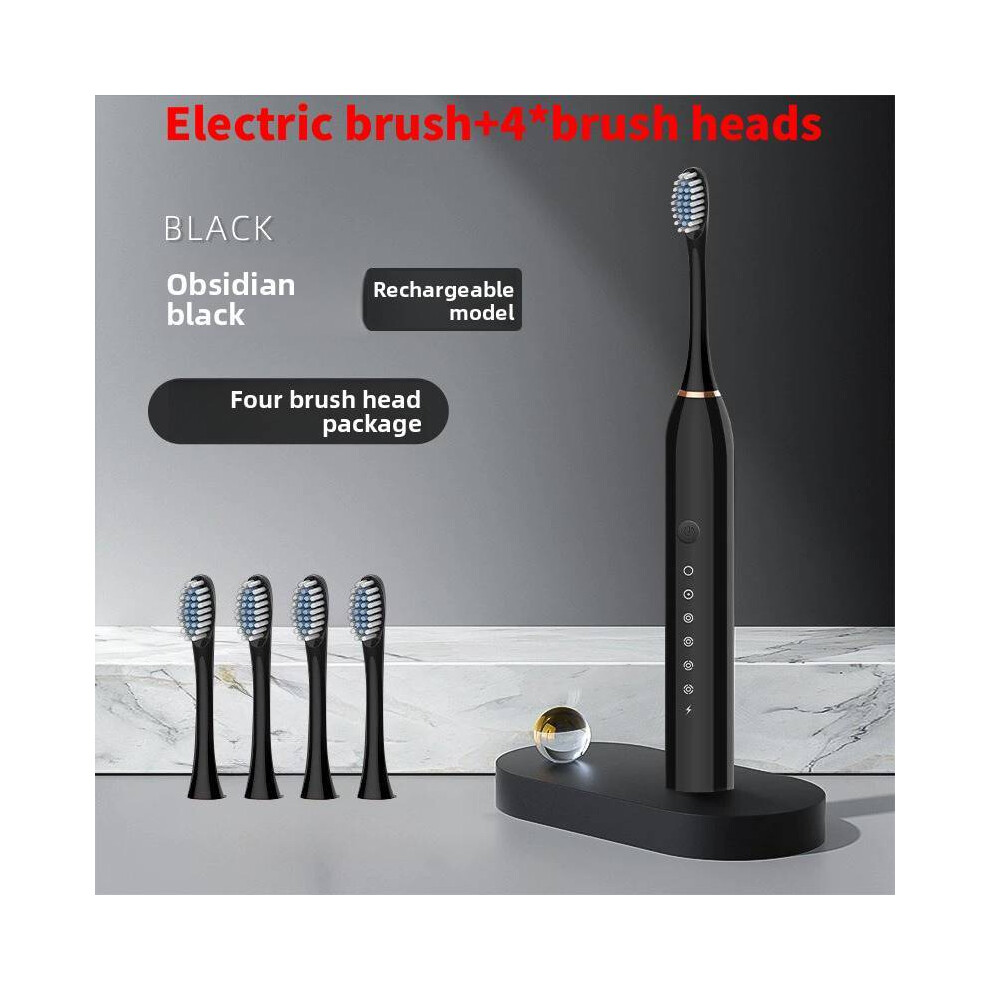 (Black) Electric Toothbrush Rechargeab With Ultrasound For Couples Care Selfcleaning Oral