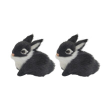 Realistische pluche konijn beeldjes ornament Easters-Zwart
