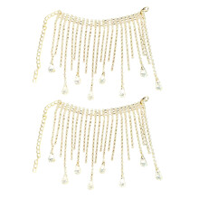 Set of 2 Home Decors Crystal Rhinestones Tassels-Golden White