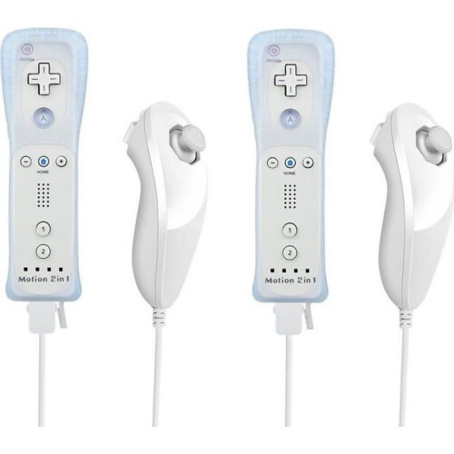Draadloze gamepad met 2 nunchucks, compatibel met Motion Plus, bewegingsgestuurde controller voor console