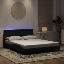 vidaXL sengestel med LED sort 160x200 cm fløjl