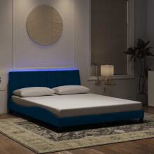 vidaXL sengestel med LED blå 160x200 cm fløjl