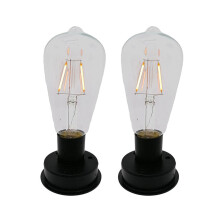 Set van 2 LED-lampen op zonne-energie met wolfraamgloeidraad, 2800K, automatische lichtsensor, nachtlampje voor de tuin, 8,5 cm