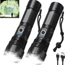 LED-Taschenlampen 90000 Lumen, 2er-Set, wiederaufladbar, IPX5-wasserdicht, leistungsstarke Handlampen für Zuhause, Campi