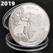 2019 Australische koala herdenkingsmunt 40 mm verzilverd verzamelmedaillon met hoog reliëf en spiegelafwerking cadeau vo