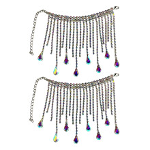 2 metalen kettingen met glinsterende strass-Zilveren kleur