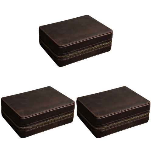 3Pièces Cuir Café Stockage Et Pour Hommes 1