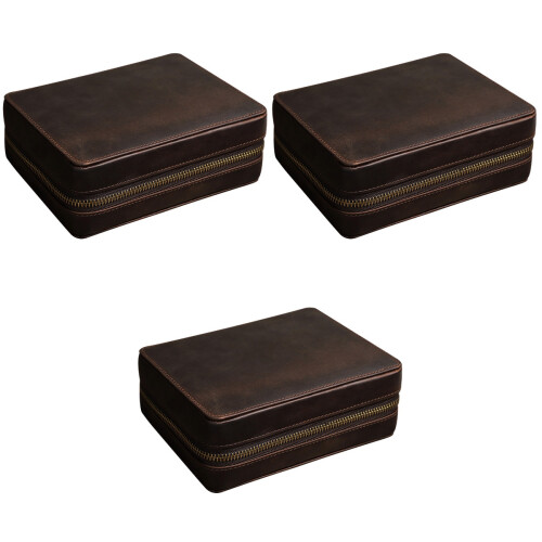 3Pièces Cuir Café Stockage Et Pour Hommes 2