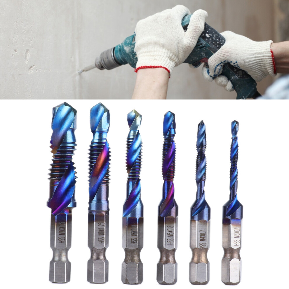 6Pc High-Speed Steel Tap Drill Set Blue