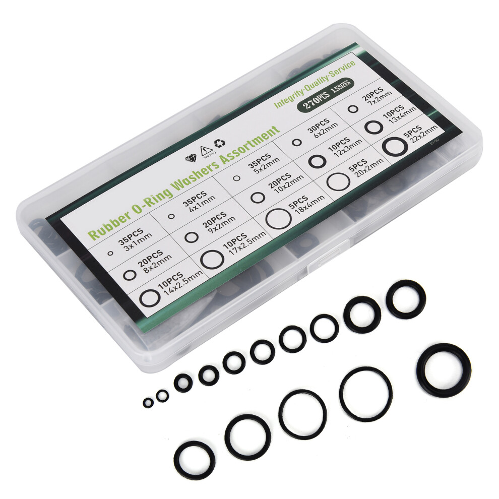 Nitrile O-Ring Assortment 270Pcs Sealing Washers