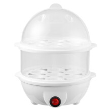 (WhiteDouble,220VEurope)Pp Cuociuova Grande Capacità Multi Uova Caldaia Elettrodomestico Cucina Regalo Colazione per