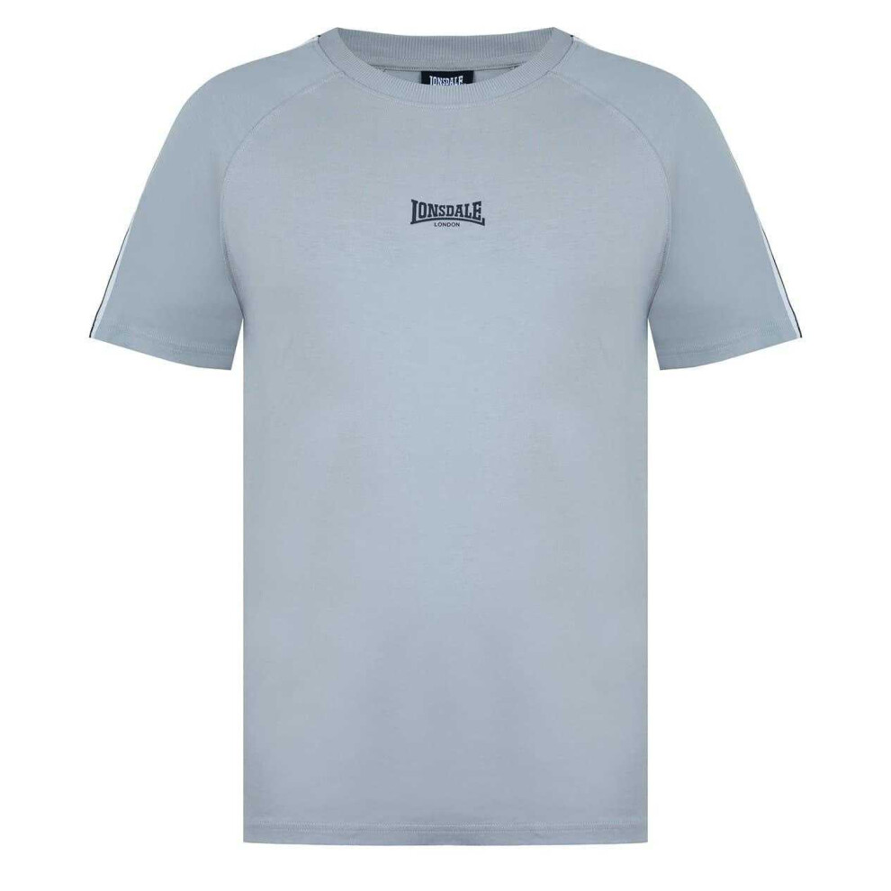 Lonsdale (Xl, Ghost ) Mens Striped Logo Regular Raglan T-Shirt Grey