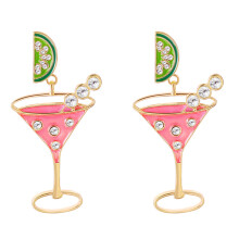 Elegant Wine Glass Dangle Earrings With Delicate Pearls-3