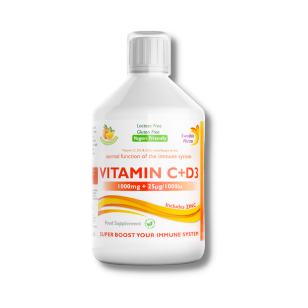 Swedish Nutra Vitamin C D3 Zinc Liquid Orange 500Ml
