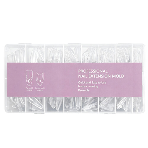 240Pcs Sandwich Nails Double Forms Long Nail Molds with-Oval