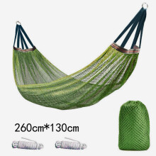 Oddychający hamak z nylonu z drewnianymi drążkami i torbą transportową 260 x 130 cm, zielony, do kempingu, na plażę i do