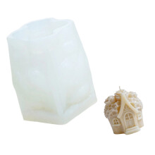 Rose Flower Cottage Shape Silicone Candle Molds Food Grade
