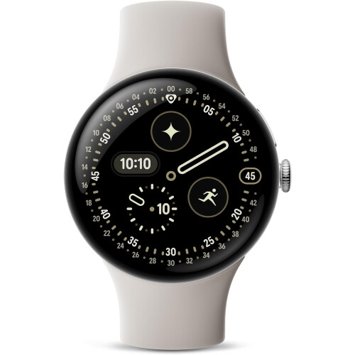 Google Pixel Watch 4 45mm WiFi + Bluetooth Smart Watch Polished Silver Aluminium Case with Porcelain Active Band