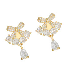 Stylish Zirconia Stone Drop Pendants Charm For FreeClip-Gold