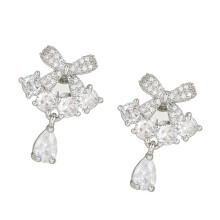 Elegant Butterfly Bows Earring Charm For FreeClip 1/2-Silver