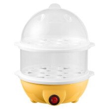 (YellowDouble,220VEurope)Pp Cuociuova Grande Capacità Multi Uova Caldaia Elettrodomestico Cucina Regalo Colazione per