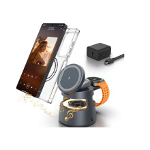 Magnetisk fem-i-én trådløs lader for mobiltelefon, hodetelefoner, klokke, Bluetooth-høyttaler og nattlys, rask lading fo
