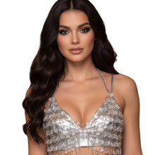 Body Chain Bra Rhinestones Chest Chain-Transparent color os