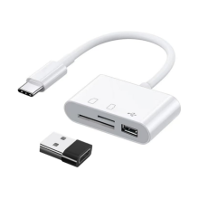 Čítačka kariet 3 v 1 USB C na SD, microSD a USB 3.0 pre zariadenia s USB-C, kompatibilná s telefónmi, tabletmi a noteboo