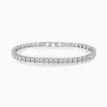 Pulseira de zircónias com fecho de quatro garras em banho de ouro branco, elegante e delicada