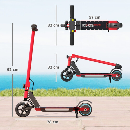 Children's folding electric scooter,LED lights,red 1
