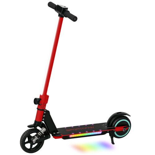 Children's folding electric scooter,LED lights,red
