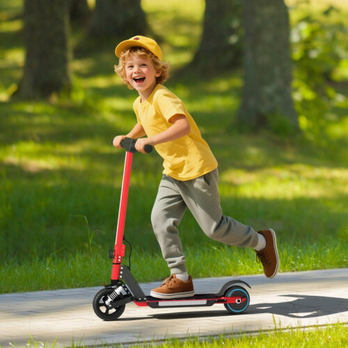 Children's folding electric scooter,LED lights,red 2