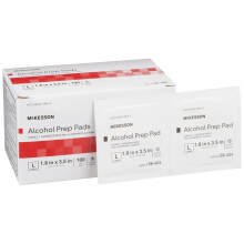 McKesson Alcohol Prep Pads [1000 stuks] 70% Isopropyl, Individueel Verpakt, Steriel, Medisch, Groot, 100 Stuks