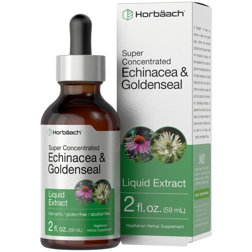 Horbach Orange Echinacea Goldenseal Liquid Extract | 2 Fl Oz | Alcohol Free Tincture Drops | Vegetarian, Non-Gmo, Gluten Free