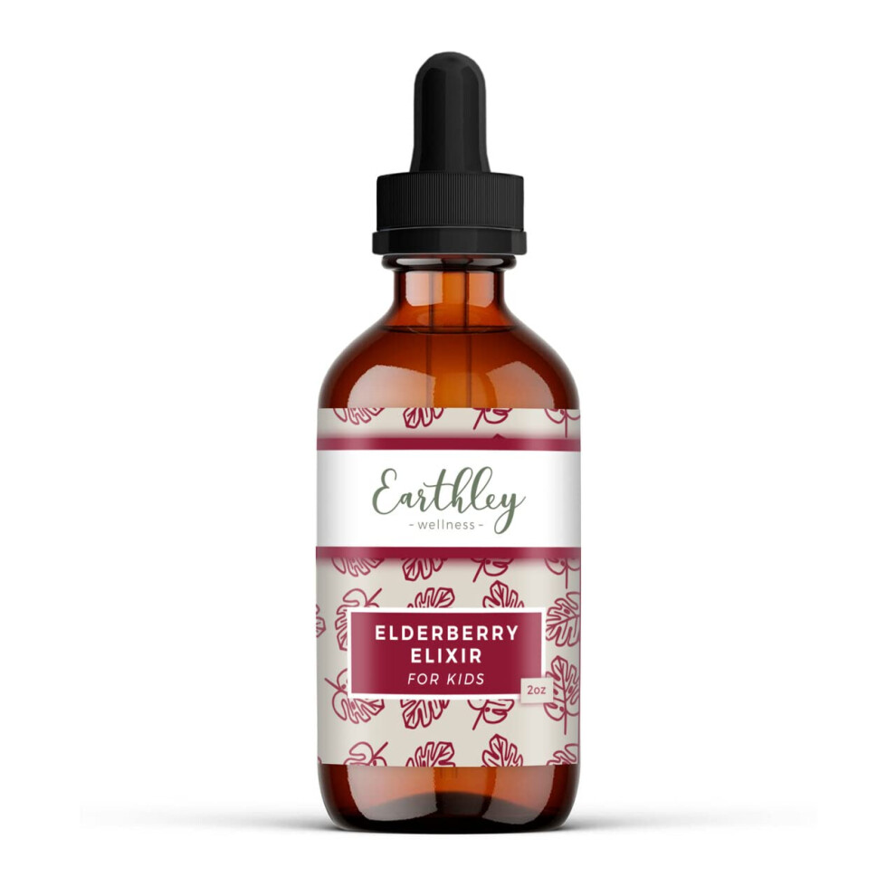 Earthley Wellness Earthley Elderberry Herbal Extract, Powerful Immune & Respiratory Support, Herbal Elderberry, Syrup Alternative, Organic & Alcohol-Free (2Oz, Kids)